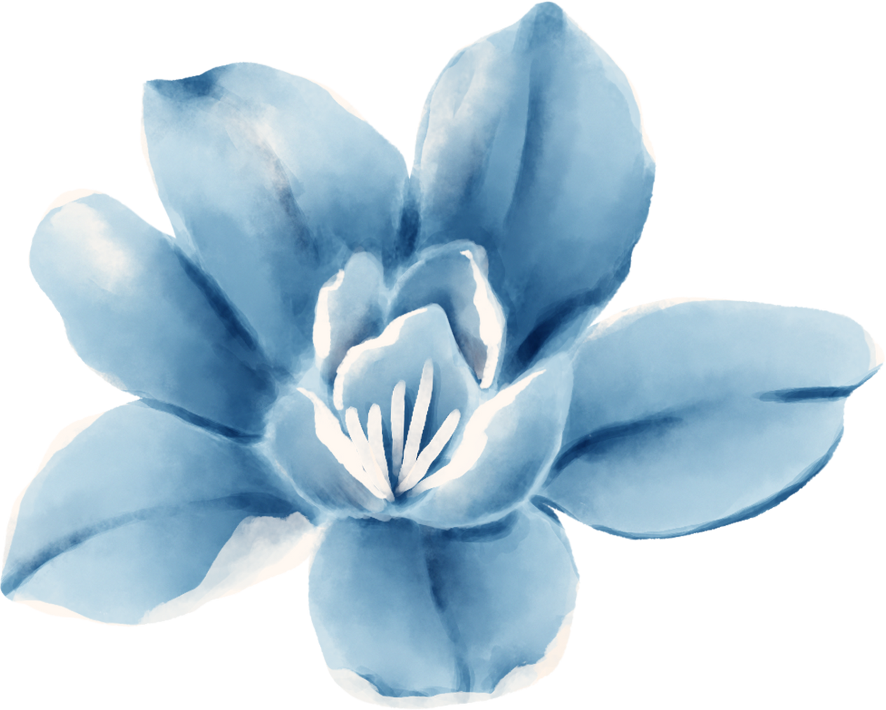 Watercolor Individual Blue Flower