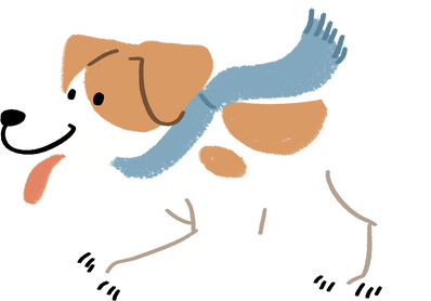 Cute Handdrawn Beagle with Scarf 